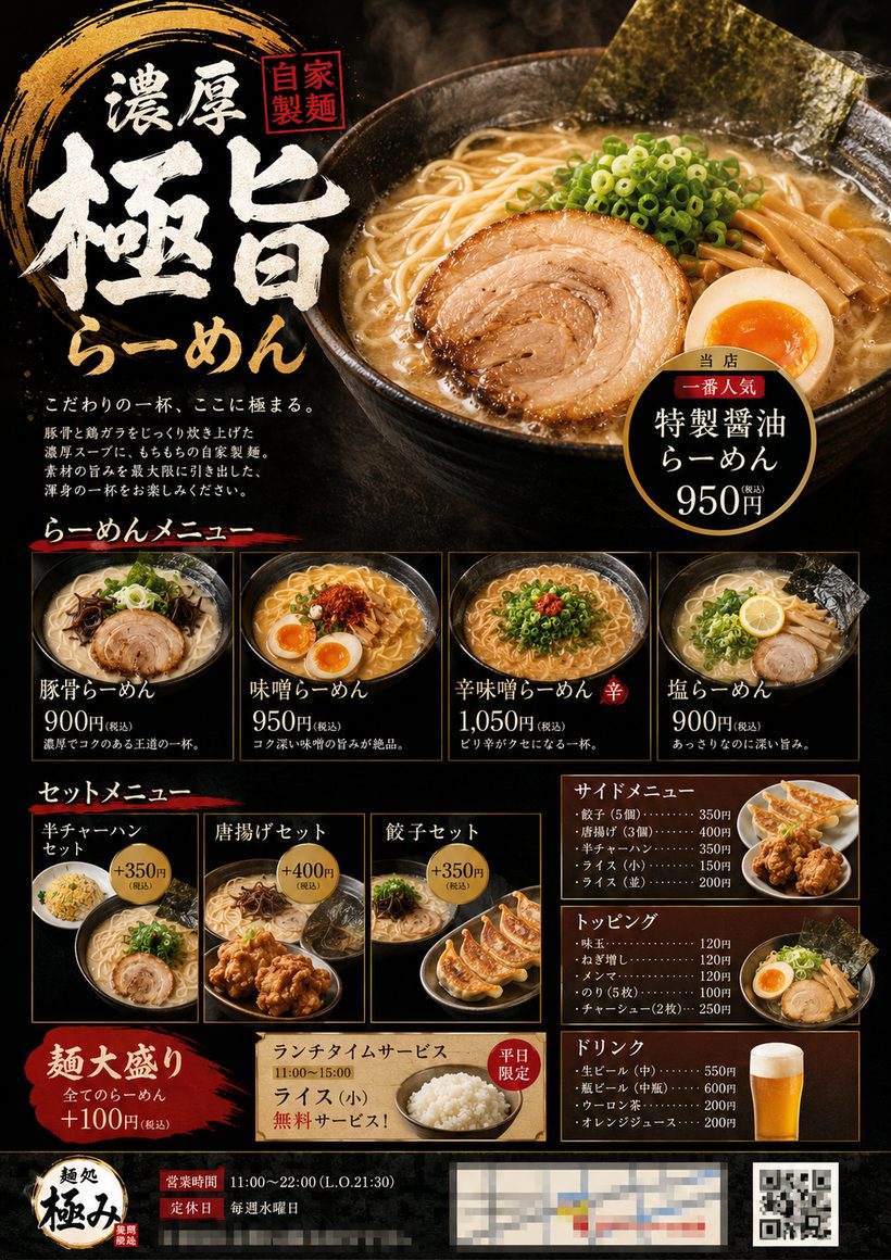 ラーメン店 メニューポスター